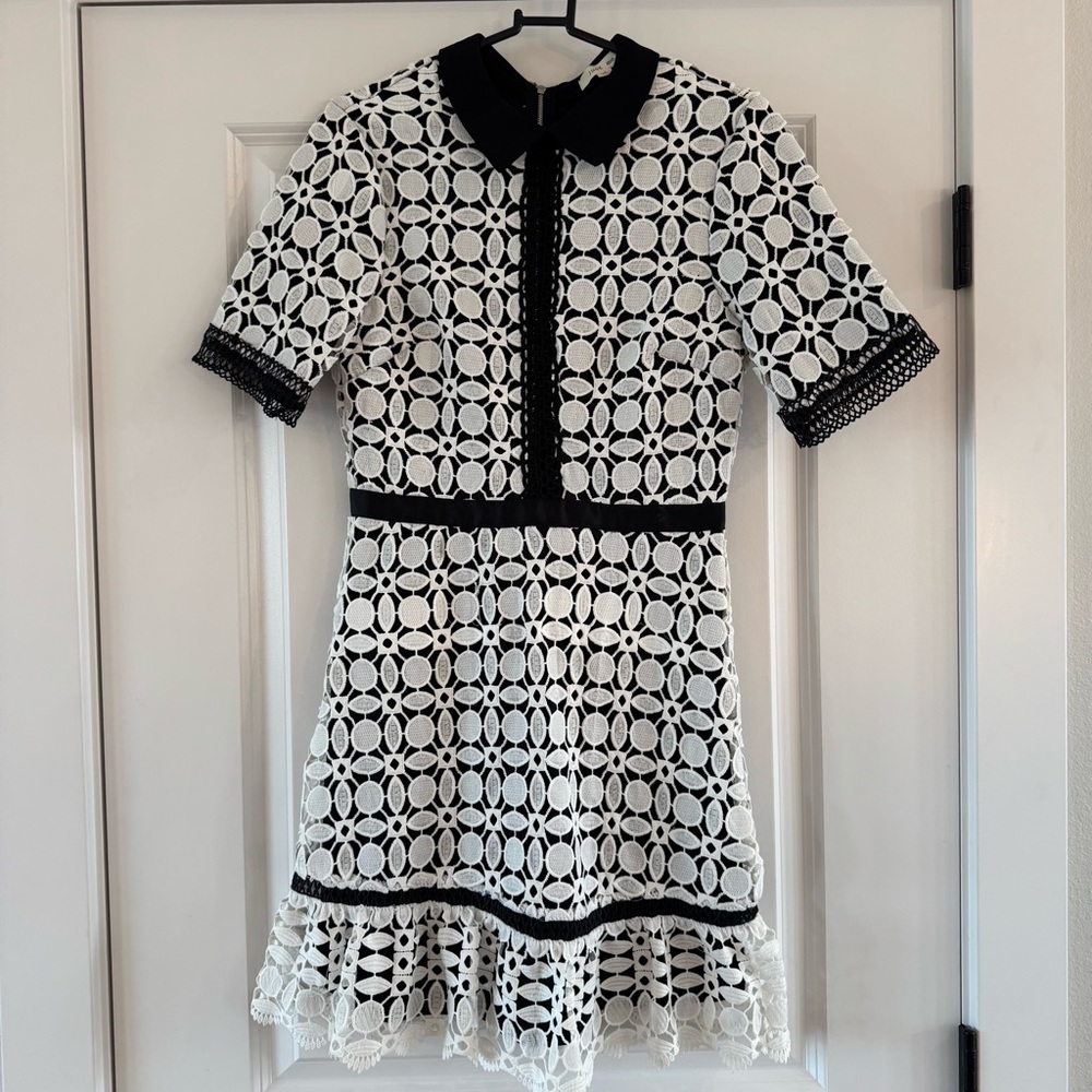 Just Me Eyelet Black & White Dress